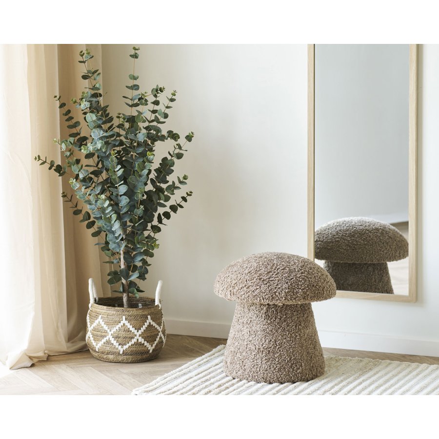 HOUSE NORDIC Enna puff, rund - brun fuskp&auml;ls (�45)