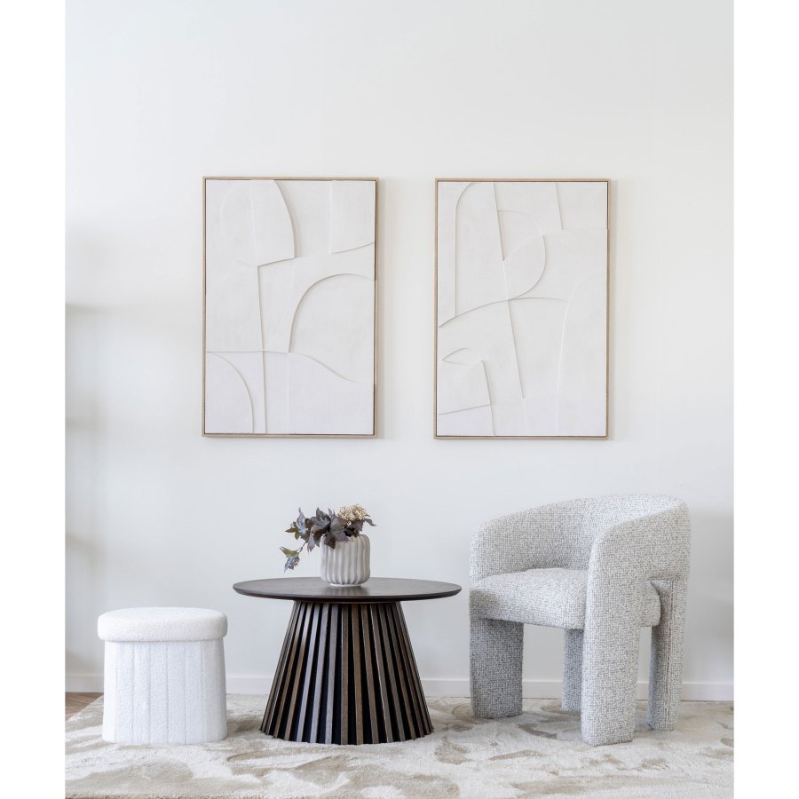 HOUSE NORDIC Medford Puff - Puff, teddy, hvit, HN1310<br>42,5x36,5 cm