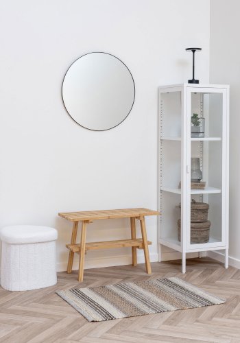 HOUSE NORDIC Medford Puff - Puff, teddy, hvit, HN1310<br>42,5x36,5 cm