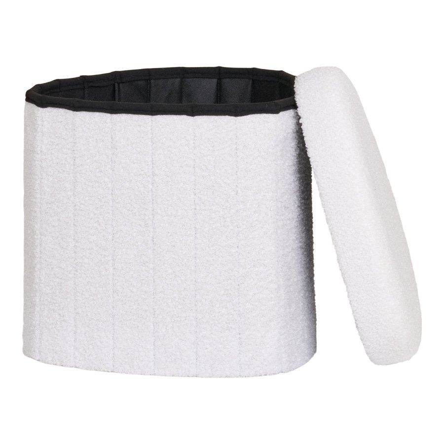 HOUSE NORDIC Medford Puff - Puff, teddy, hvit, HN1310<br>42,5x36,5 cm