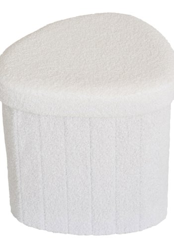 HOUSE NORDIC Medford Puff - Puff, teddy, hvit, HN1310<br>42,5x36,5 cm