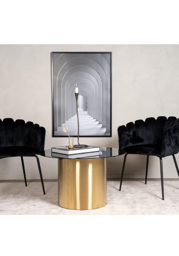 VENTURE DESIGN Ystad salongbord, rundt - rkt glass og messingmetall (75)