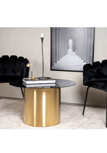 VENTURE DESIGN Ystad salongbord, rundt - rkt glass og messingmetall (75)