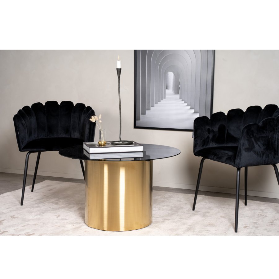 VENTURE DESIGN Ystad salongbord, rundt - rkt glass og messingmetall (75)