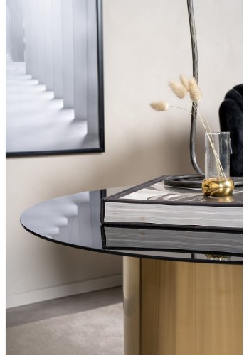 VENTURE DESIGN Ystad salongbord, rundt - rkt glass og messingmetall (75)