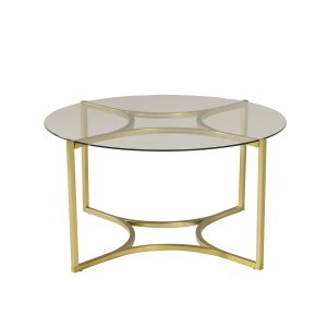 VENTURE DESIGN Kivik Soffbord, Runt - Glas och Mässing Metall ( 86 cm)