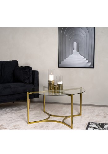 VENTURE DESIGN Kivik salongbord, rundt - glass og messing metall (86)