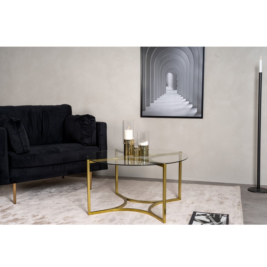 VENTURE DESIGN Kivik salongbord, rundt - glass og messing metall (86)