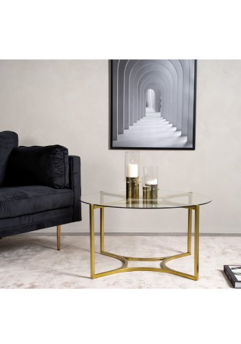 VENTURE DESIGN Kivik salongbord, rundt - glass og messing metall (86)