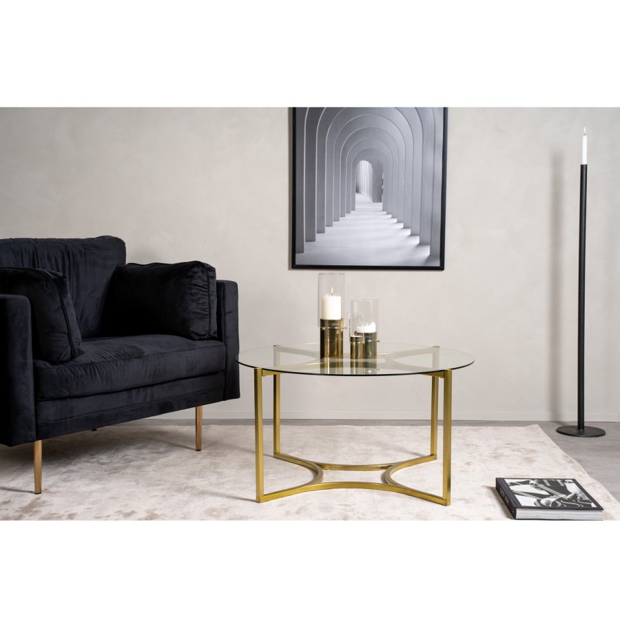 VENTURE DESIGN Kivik salongbord, rundt - glass og messing metall (86)