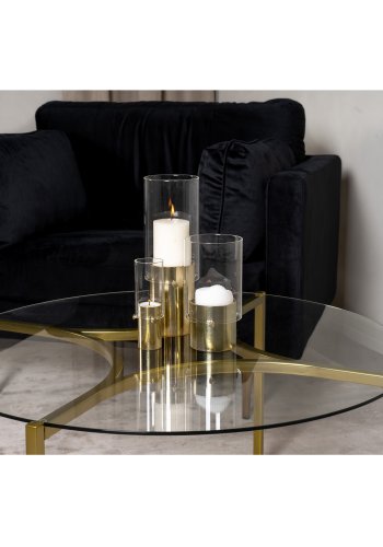 VENTURE DESIGN Kivik salongbord, rundt - glass og messing metall (86)