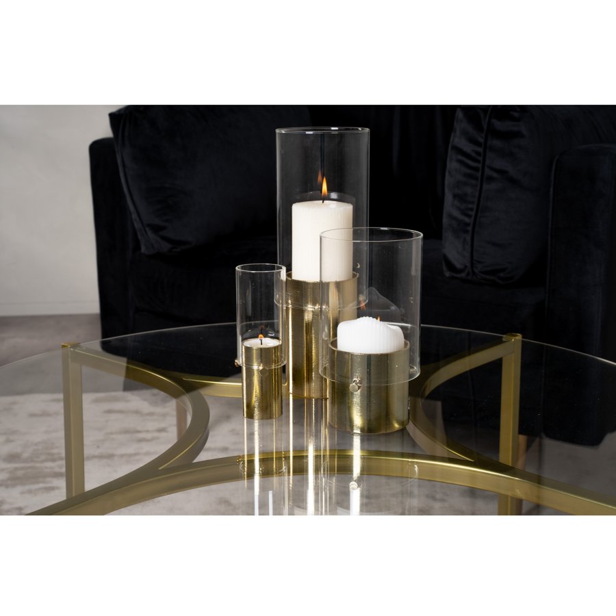 VENTURE DESIGN Kivik salongbord, rundt - glass og messing metall (86)