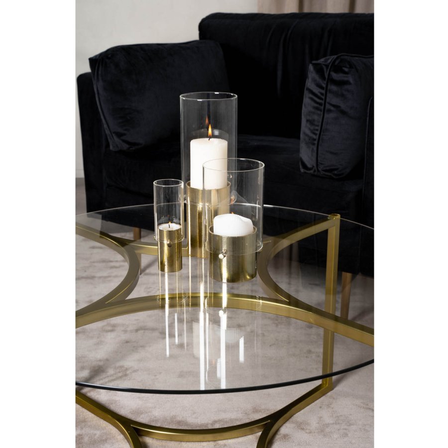 VENTURE DESIGN Kivik salongbord, rundt - glass og messing metall (86)