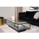 VENTURE DESIGN Maglehem salongbord, m. hylle - klart glass og sort metall (130x60)