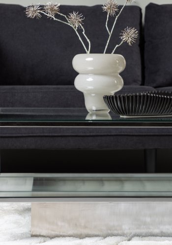 VENTURE DESIGN Maglehem Sofabord Maglehem Sofabord - Slv Krom / Klart glass
