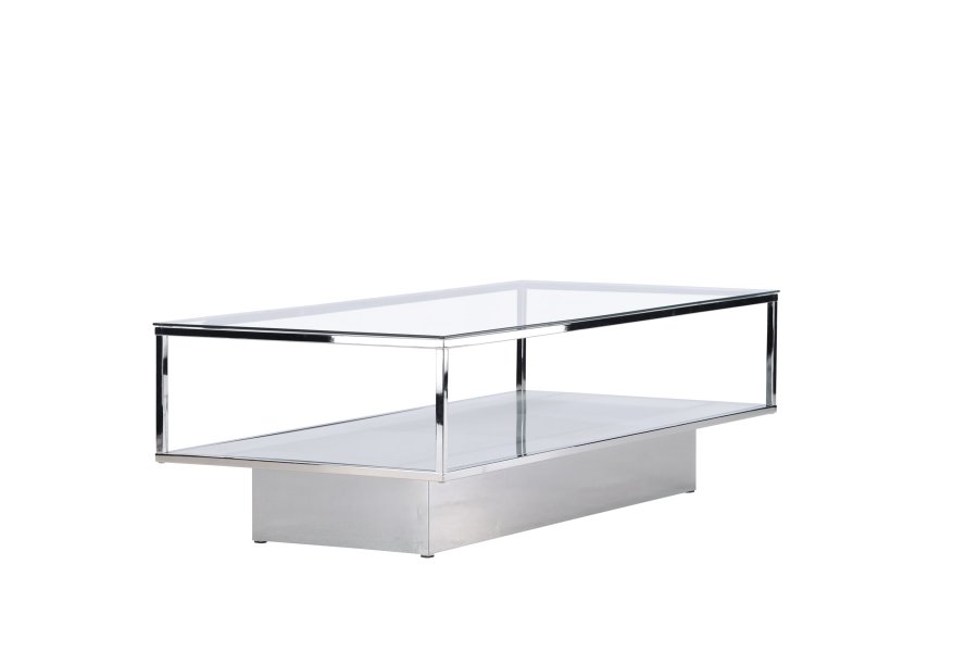 VENTURE DESIGN Maglehem Sofabord Maglehem Sofabord - Slv Krom / Klart glass