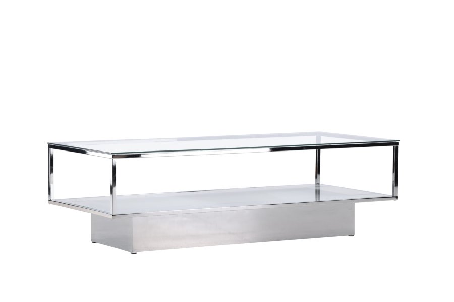 VENTURE DESIGN Maglehem Sofabord Maglehem Sofabord - Slv Krom / Klart glass