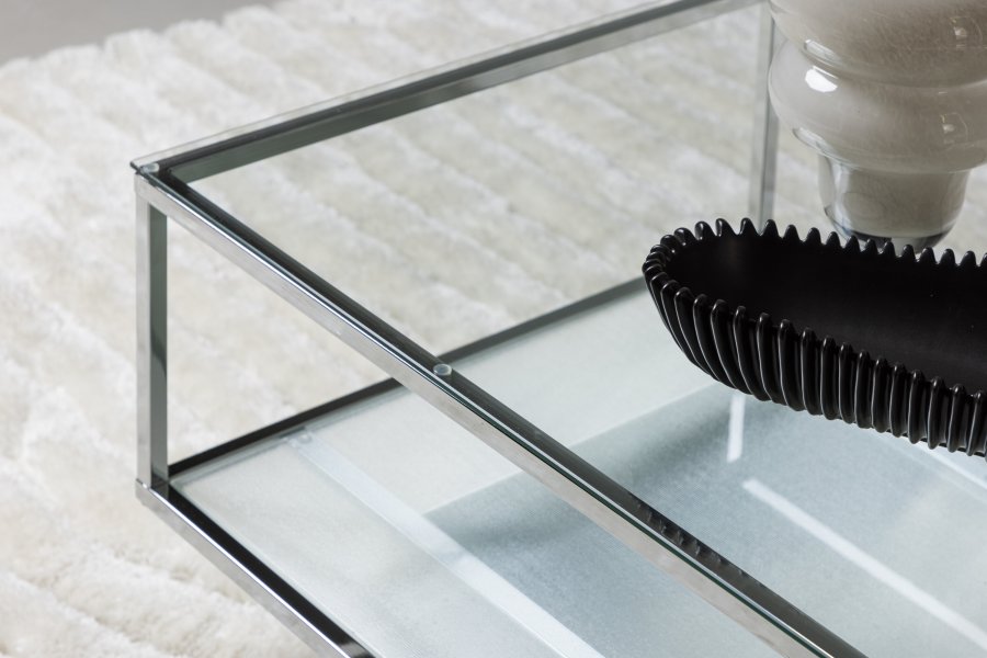 VENTURE DESIGN Maglehem Sofabord Maglehem Sofabord - Slv Krom / Klart glass