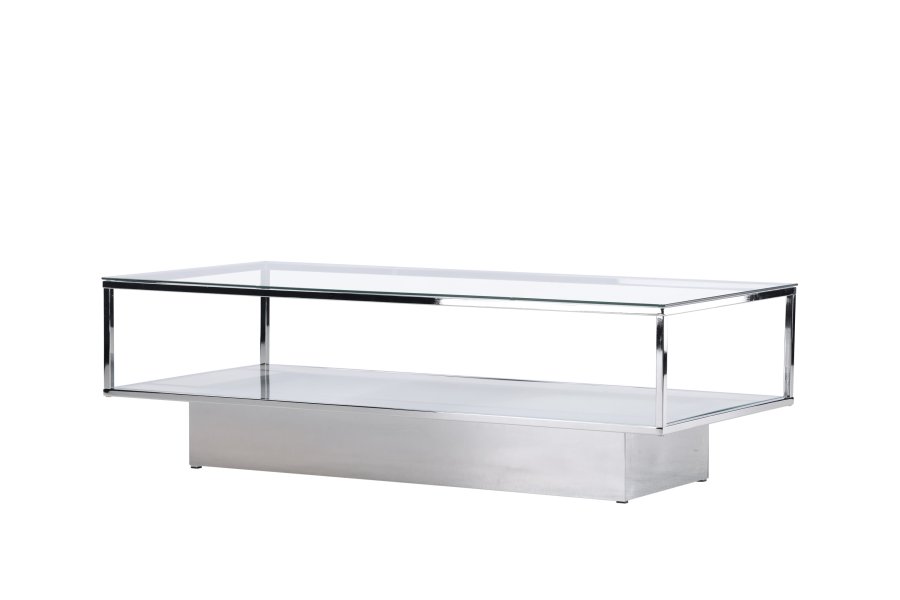 VENTURE DESIGN Maglehem Sofabord Maglehem Sofabord - Slv Krom / Klart glass