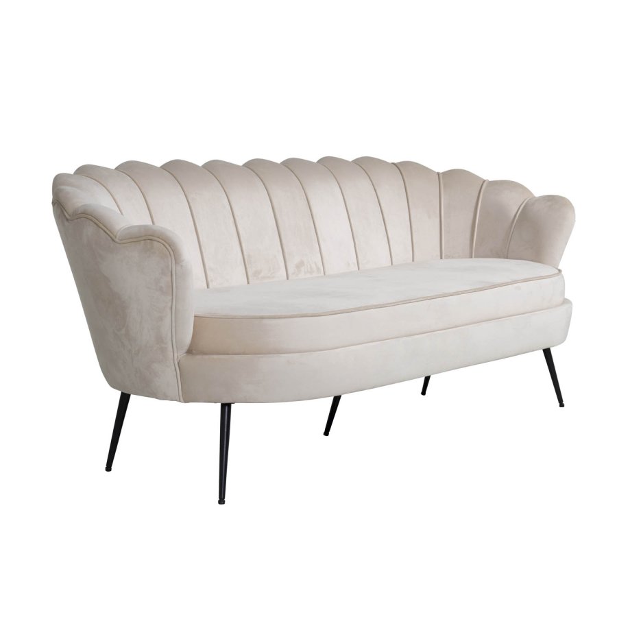 VENTURE DESIGN Calais 3-sits Soffa - Beige Velour och Svart Metall