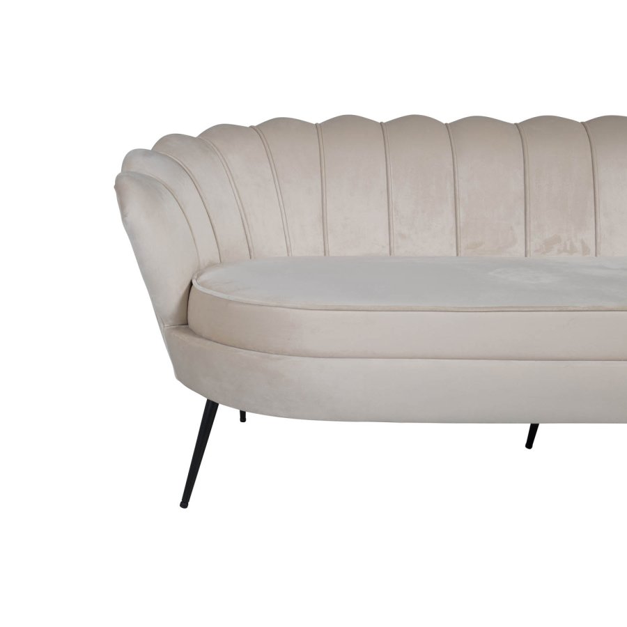VENTURE DESIGN Calais 3-sits Soffa - Beige Velour och Svart Metall