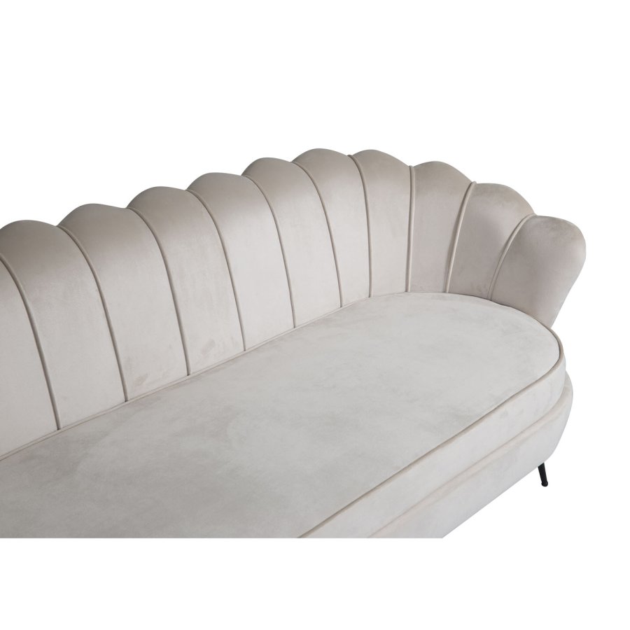 VENTURE DESIGN Calais 3-sits Soffa - Beige Velour och Svart Metall