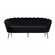 VENTURE DESIGN Calais 3-seters sofa - sort velour og sort metall