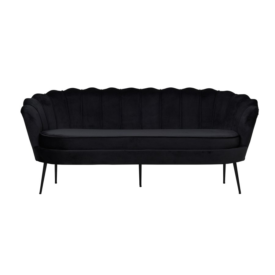 VENTURE DESIGN Calais 3-seters sofa - sort velour og sort metall