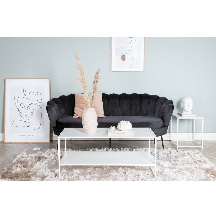 VENTURE DESIGN Calais 3-seters sofa - sort velour og sort metall