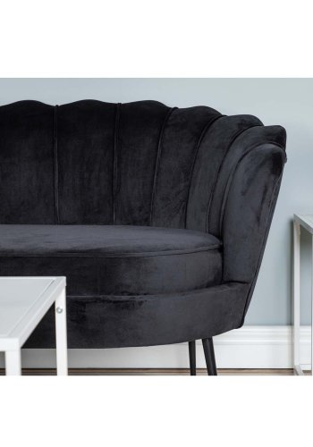 VENTURE DESIGN Calais 3-seters sofa - sort velour og sort metall