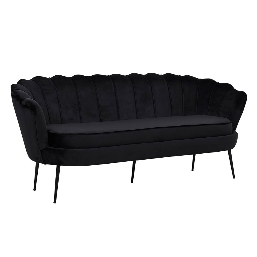 VENTURE DESIGN Calais 3-seters sofa - sort velour og sort metall