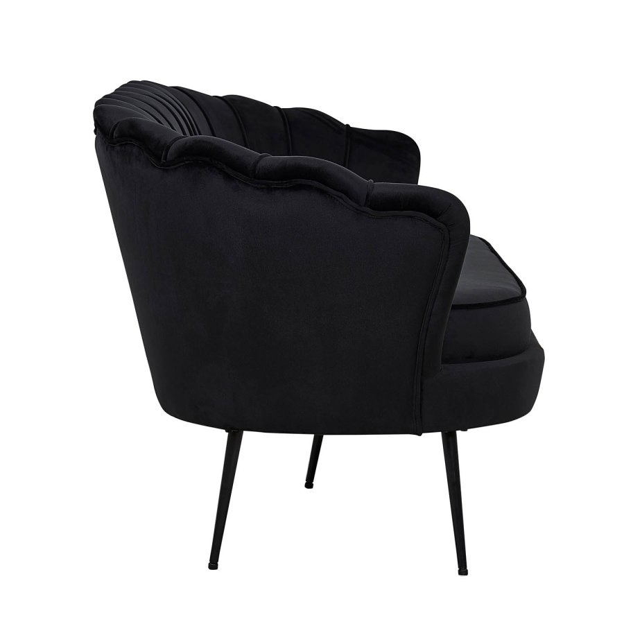 VENTURE DESIGN Calais 3-seters sofa - sort velour og sort metall