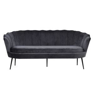 VENTURE DESIGN Calais 3 personers sofa - mrkegr velour og sort metal