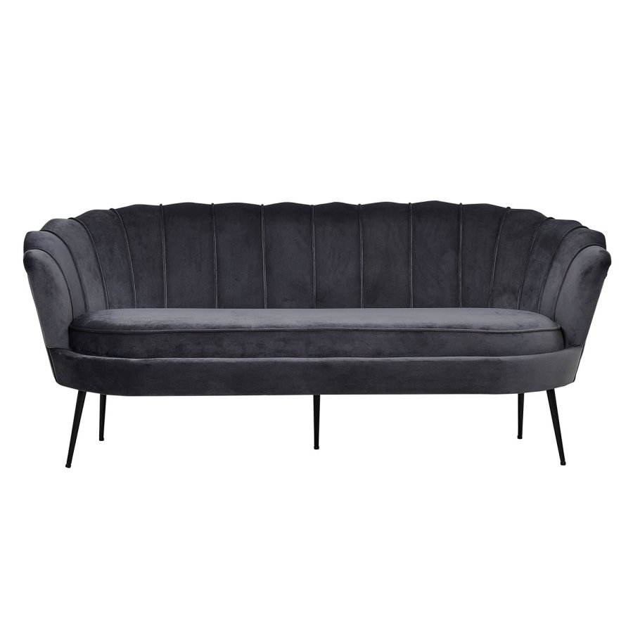 VENTURE DESIGN Calais 3-seters sofa - mrkegr velour og sort metall