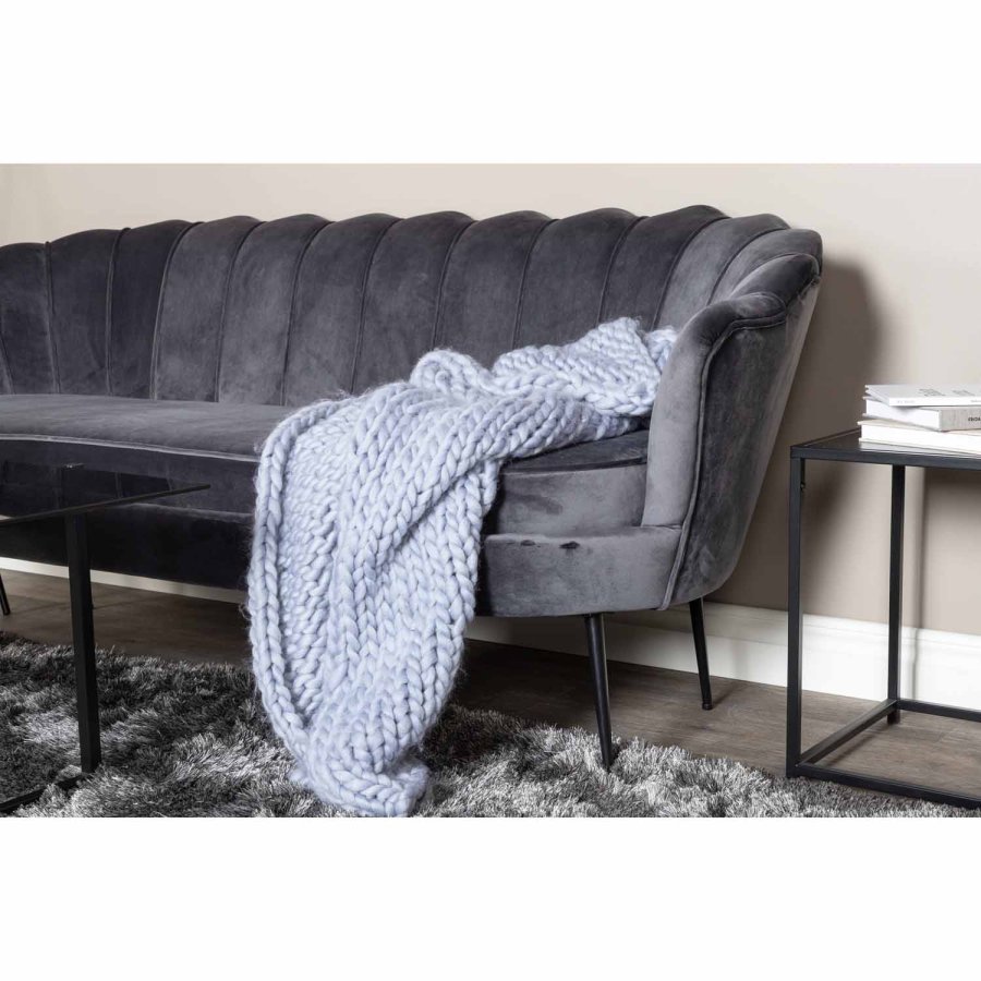 VENTURE DESIGN Calais 3-seters sofa - mrkegr velour og sort metall