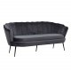 VENTURE DESIGN Calais 3-seters sofa - mrkegr velour og sort metall