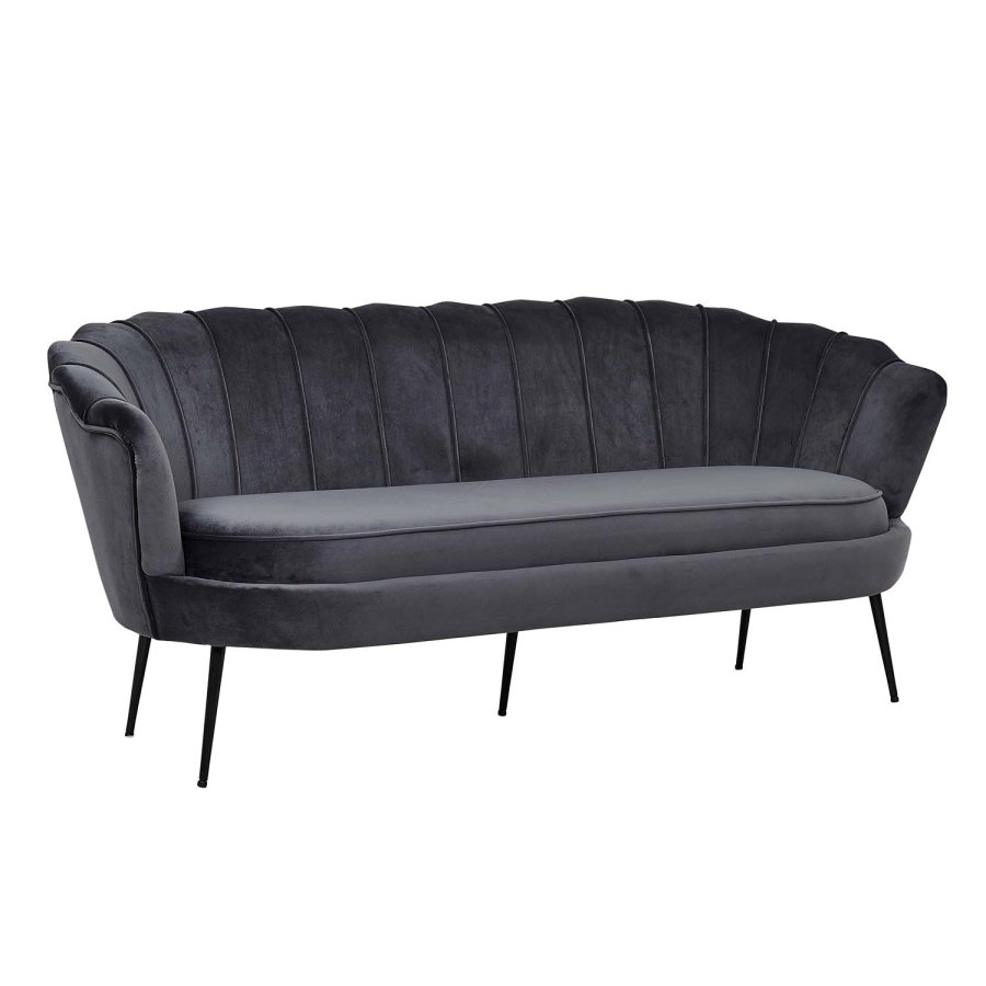 VENTURE DESIGN Calais 3-seters sofa - mrkegr velour og sort metall