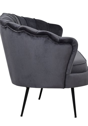 VENTURE DESIGN Calais 3-seters sofa - mrkegr velour og sort metall