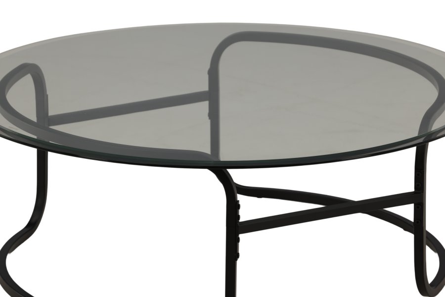 VENTURE DESIGN Lomma salongbord, rundt - klart glass og sort stl (110)