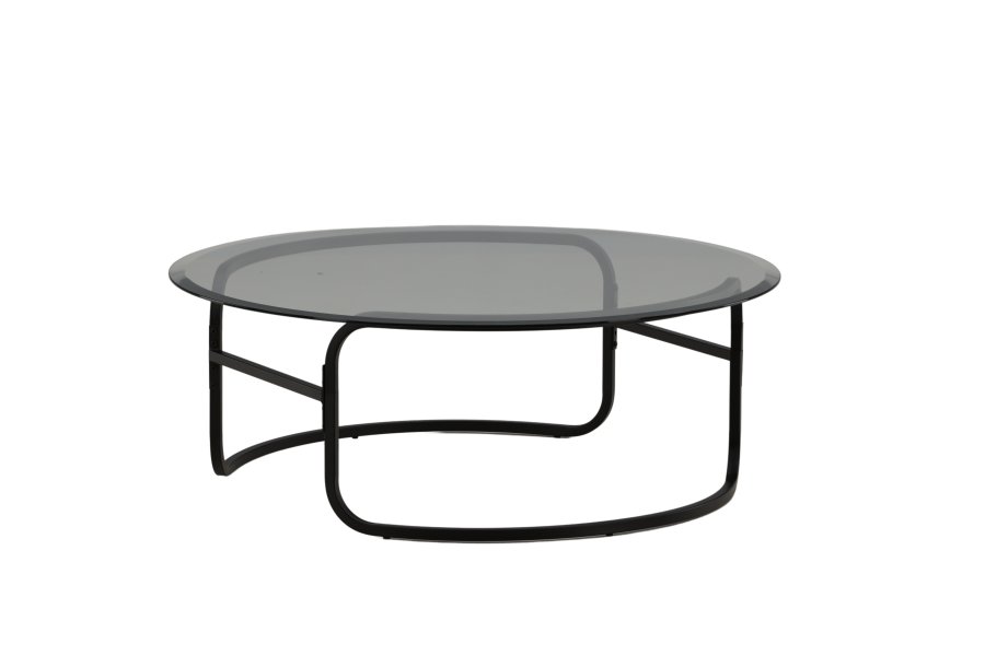 VENTURE DESIGN Lomma salongbord, rundt - klart glass og sort stl (110)