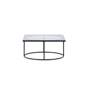 VENTURE DESIGN Skanör soffbord, fyrkantigt - klarglas och svart stl (90x90)
