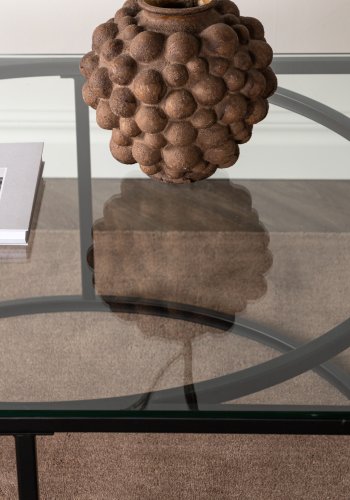 VENTURE DESIGN Skanör salongbord, firkantet - klart glass og svart stl (90x90)