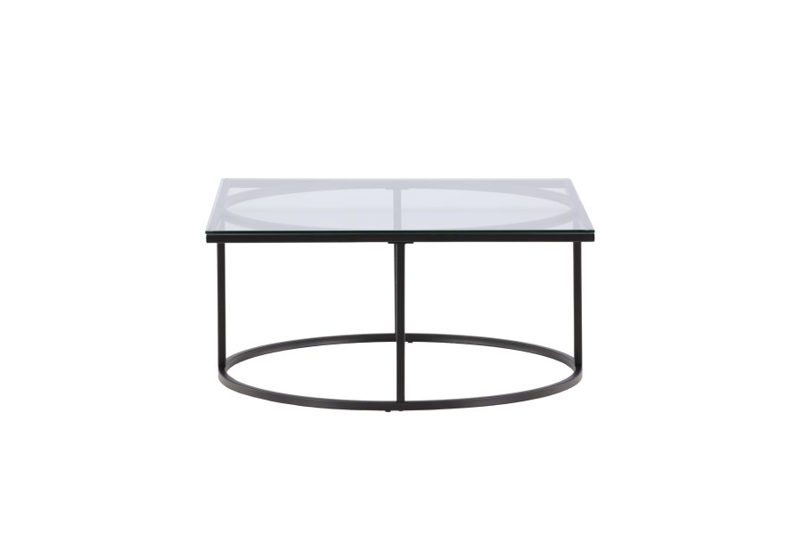 VENTURE DESIGN Skanör salongbord, firkantet - klart glass og svart stl (90x90)