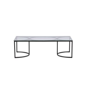 VENTURE DESIGN Skanör sofabord, rektangulr - klar glas og sort stl (140x70)