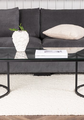 VENTURE DESIGN Skanr salongbord, rektangulrt - klart glass og sort stl (140x70)
