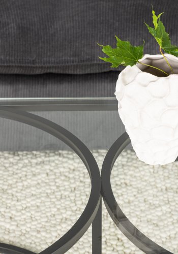 VENTURE DESIGN Skanr salongbord, rektangulrt - klart glass og sort stl (140x70)