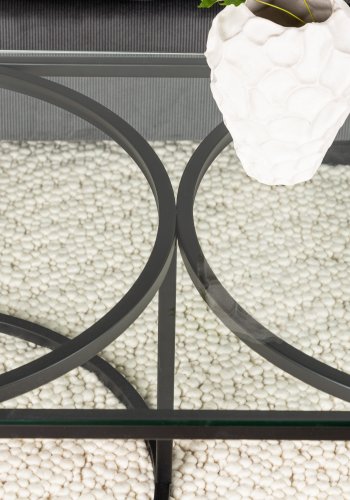 VENTURE DESIGN Skanr salongbord, rektangulrt - klart glass og sort stl (140x70)