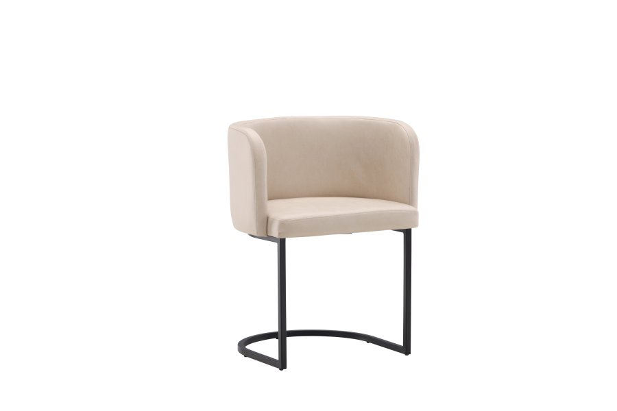 VENTURE DESIGN Simrishamn spisebordstol, m. armlen - beige TC-stoff og sort stl