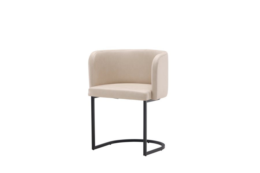 VENTURE DESIGN Simrishamn spisebordstol, m. armlen - beige TC-stoff og sort stl