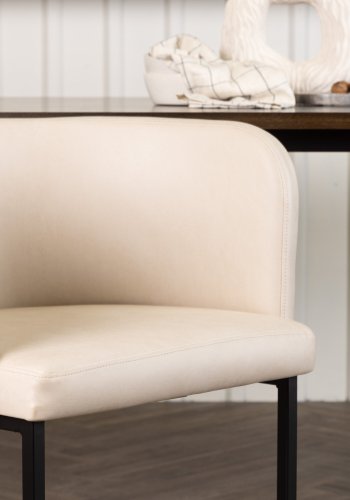 VENTURE DESIGN Simrishamn spisebordstol, m. armlen - beige TC-stoff og sort stl